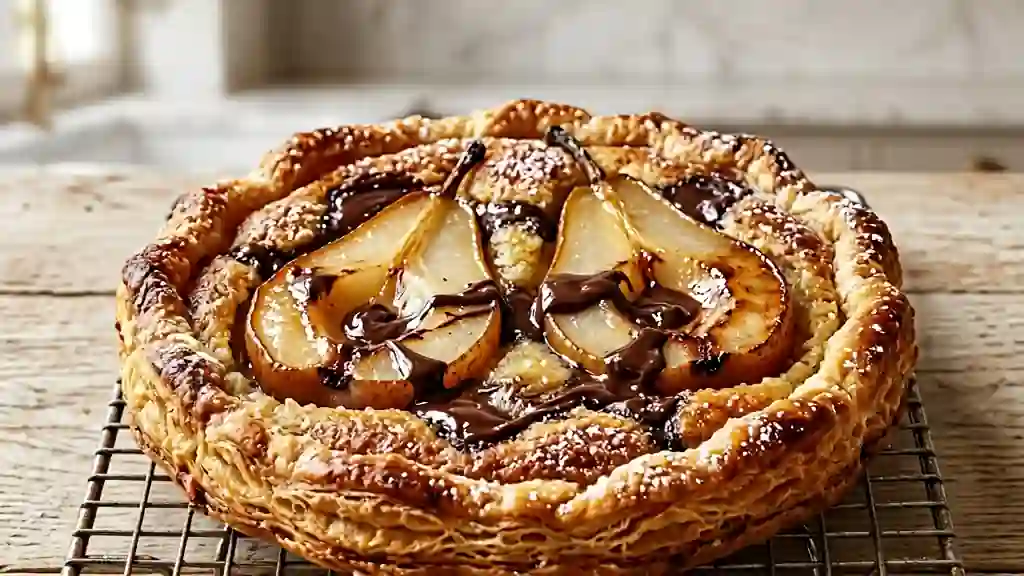 Poire amandine fondante au chocolat croquant - Photo de présentation
