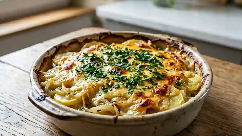 Gratin fondant à la raclette et oignons - Photo de présentation