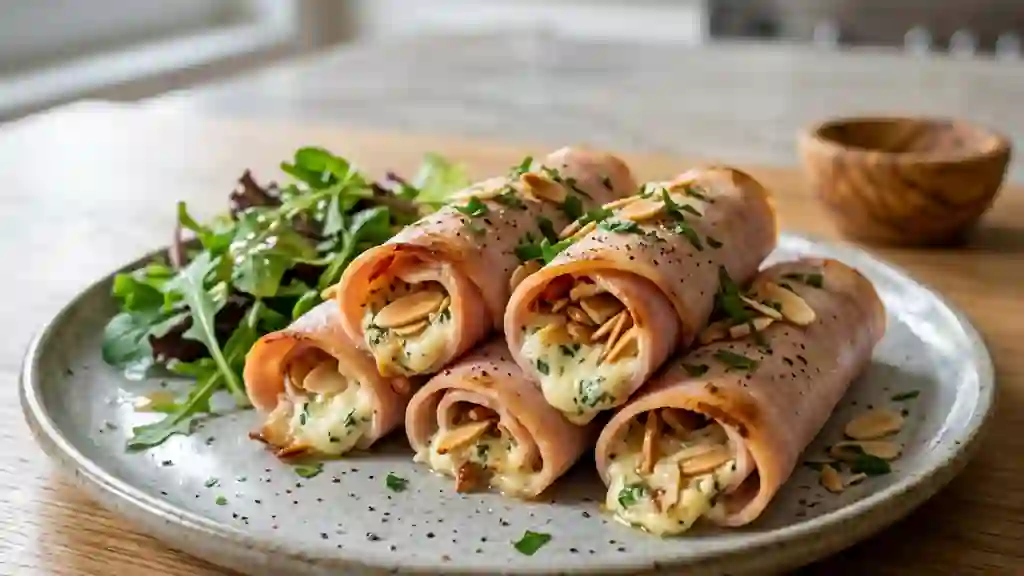 Roulades de jambon fondues aux amandes grillées - Photo de présentation