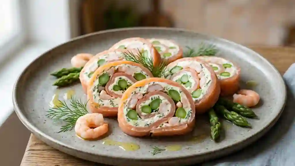 Roulade de saumon, asperges et crème de chèvre - Photo de présentation