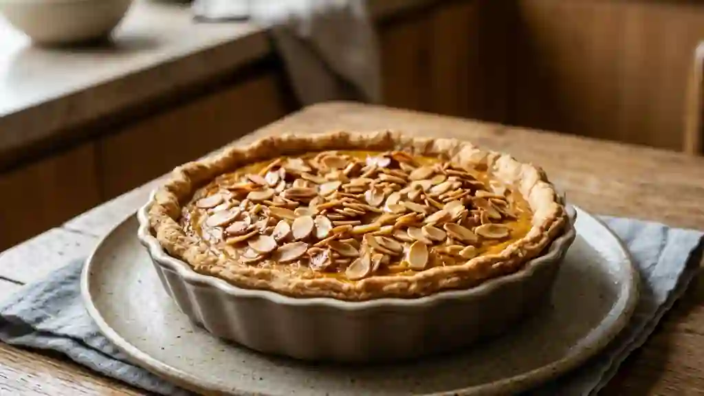Tarte fondante au potiron et amandes grillées - Photo de présentation