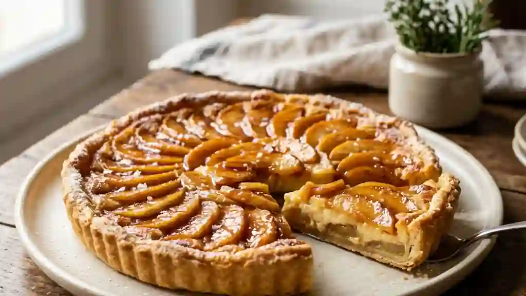 Tarte aux pommes fondante et caramel vanillé - Photo de présentation