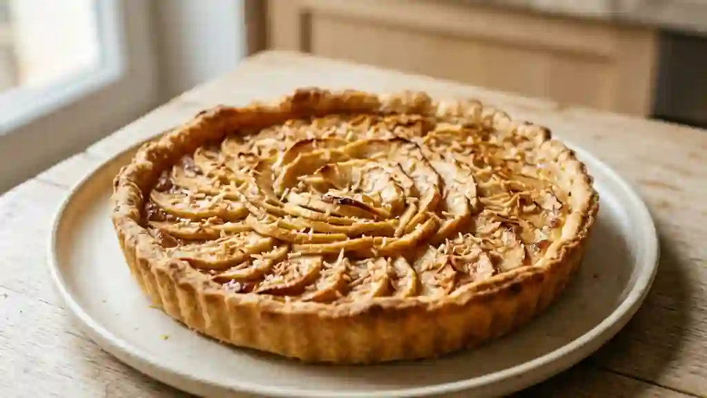 Tarte croustillante pommes et noix de coco - Photo de présentation