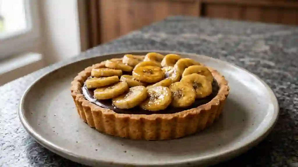 Tartelette fondante chocolat noir et banane - Photo de présentation