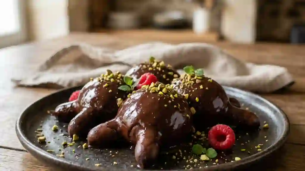 Tétine de vache fondante au chocolat noir - Photo de présentation