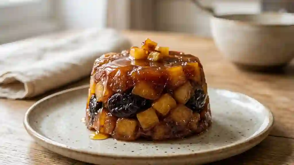 Timbale fondante aux pruneaux et pommes miel - Photo de présentation
