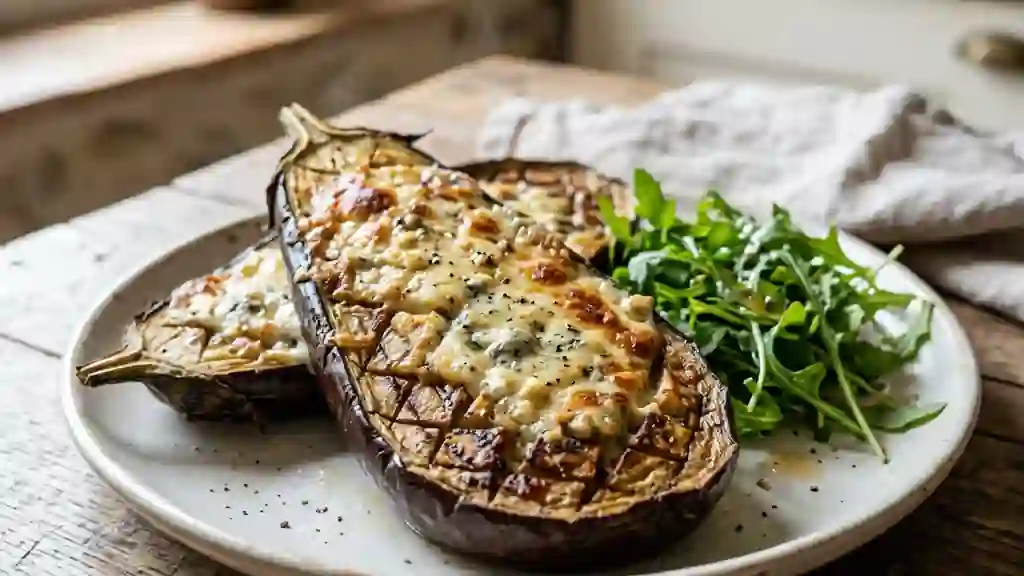 Aubergines confites au Roquefort - Photo de présentation