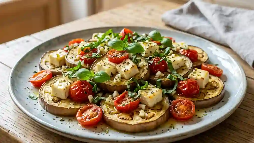 Aubergines rôties au four et feta fondante - Photo de présentation