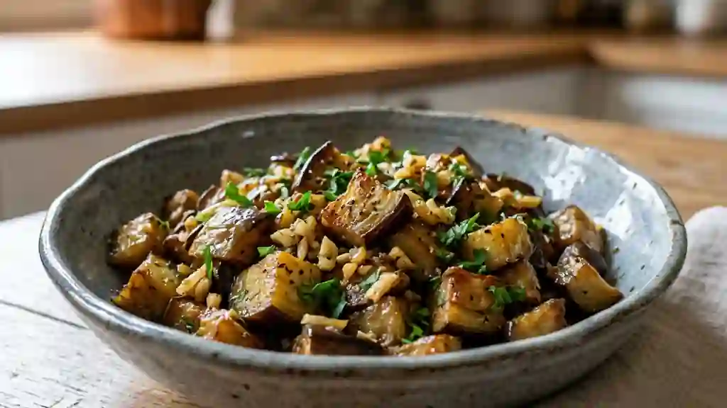 Aubergines fondantes à l'ail et persillade - Photo de présentation