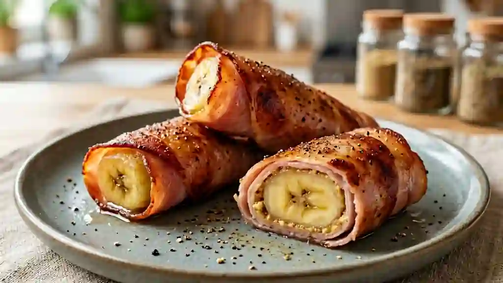 Bananes rôties au jambon et moutarde - Photo de présentation