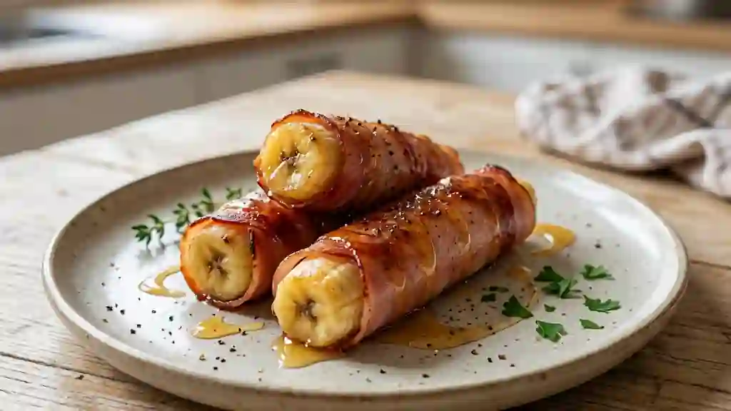 Roulés de bananes au jambon caramélisés - Photo de présentation