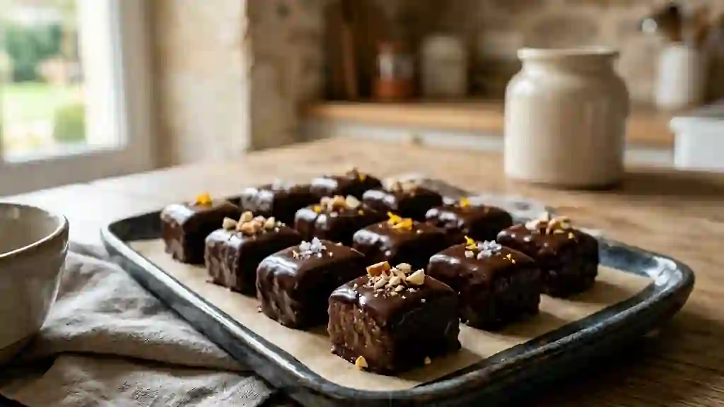 Bouchées fondantes pâte d'amande et chocolat - Photo de présentation