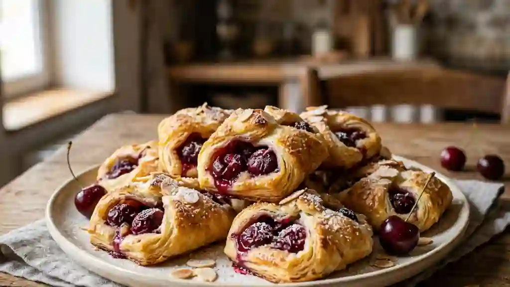 Bouchées feuilletées aux cerises et amandes - Photo de présentation