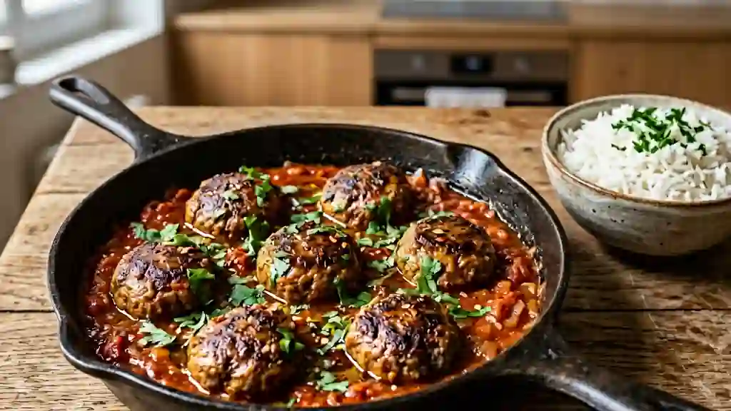 Boulettes de bœuf fondantes sauce épicée - Photo de présentation