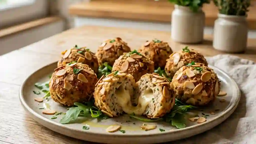 Boulettes poulet-fromage au croquant d'amandes - Photo de présentation