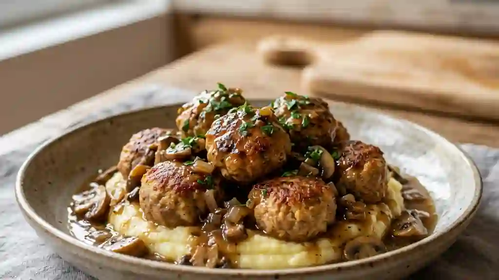 Boulettes de veau fondantes aux champignons - Photo de présentation