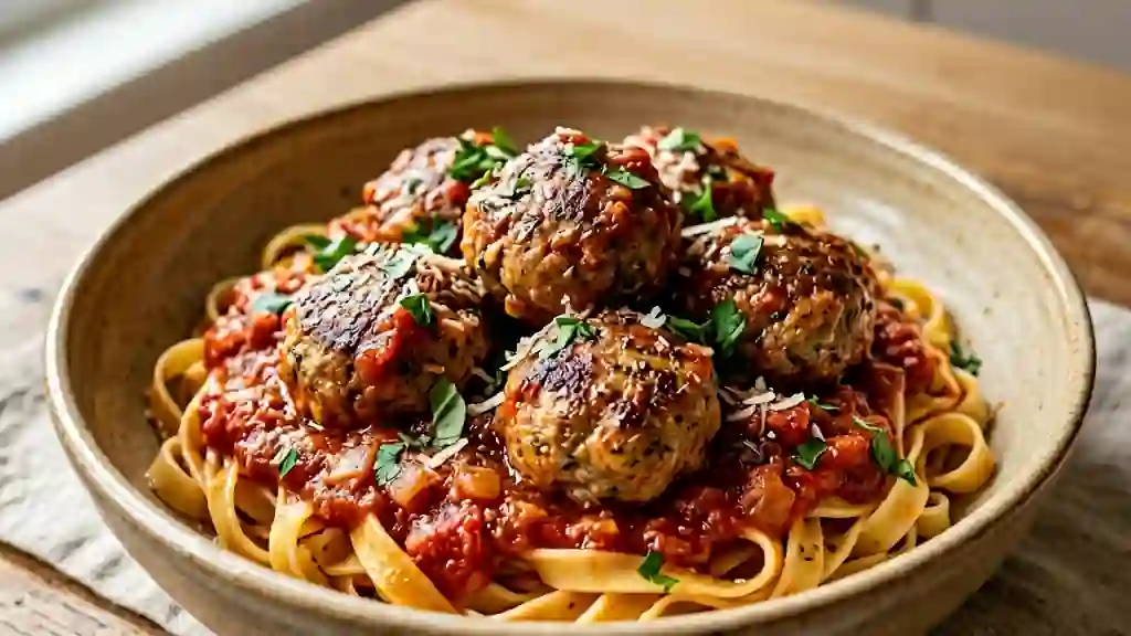 Boulettes moelleuses, sauce tomate aux herbes - Photo de présentation