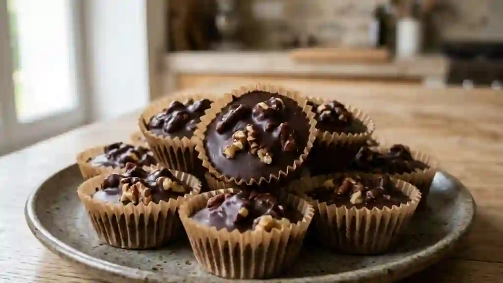 Bouchées croquantes au chocolat noir et noix - Photo de présentation