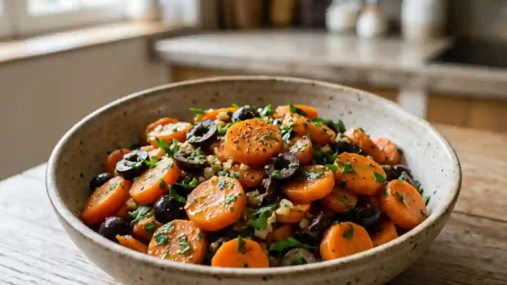 Poêlée de carottes fondantes aux olives - Photo de présentation