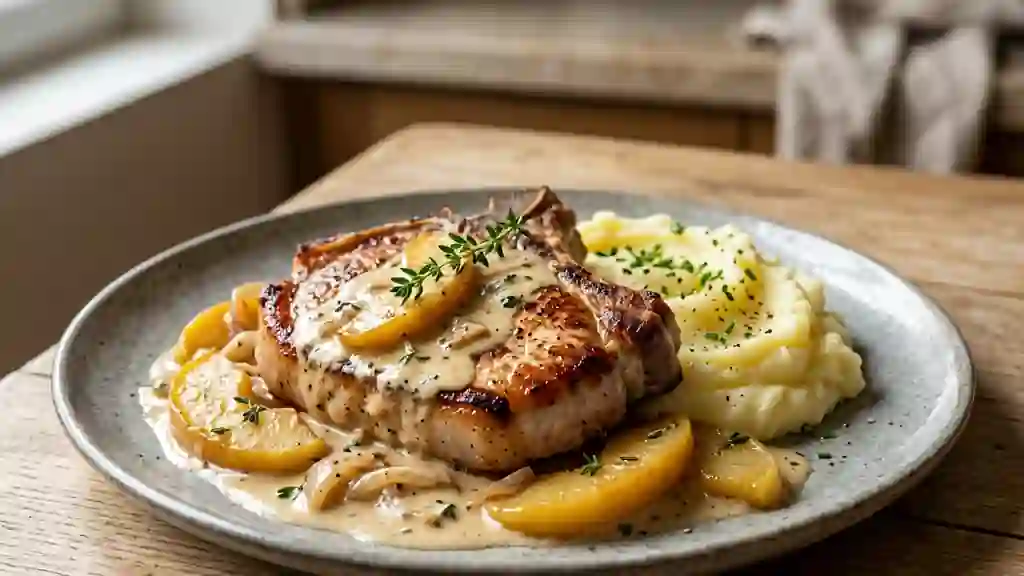 Côtes de porc crémeuses aux pommes fondantes - Photo de présentation