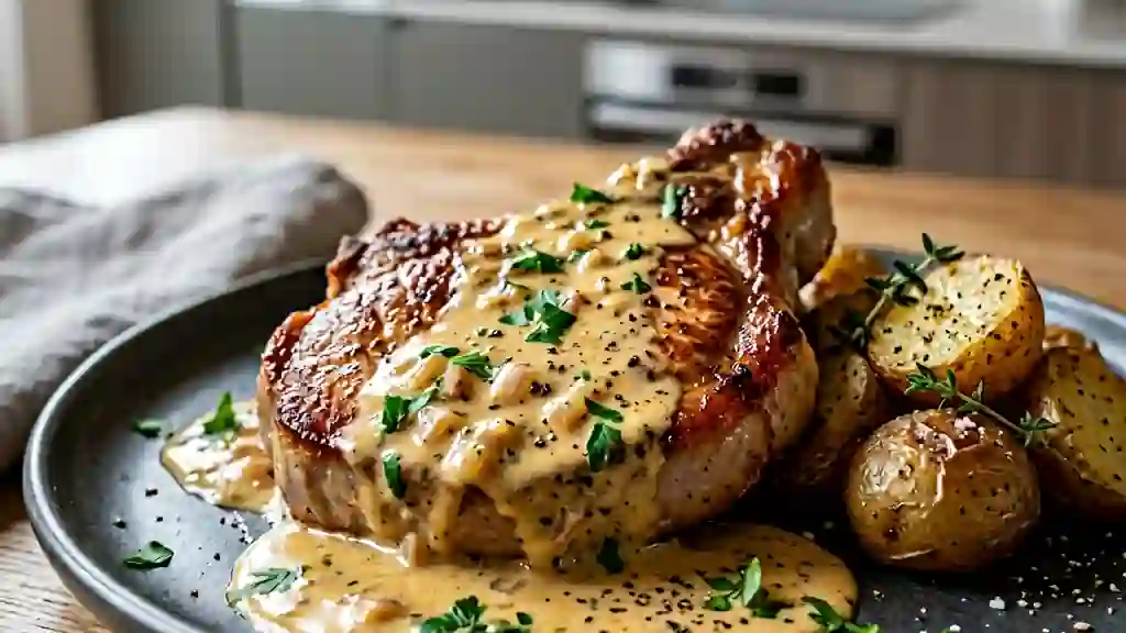 Côtes de porc à la Vicquoise, sauce crémeuse - Photo de présentation