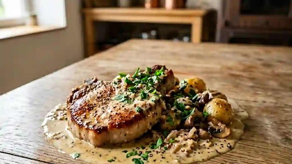 Côtes de porc ardennaises à la crème et moutarde - Photo de présentation