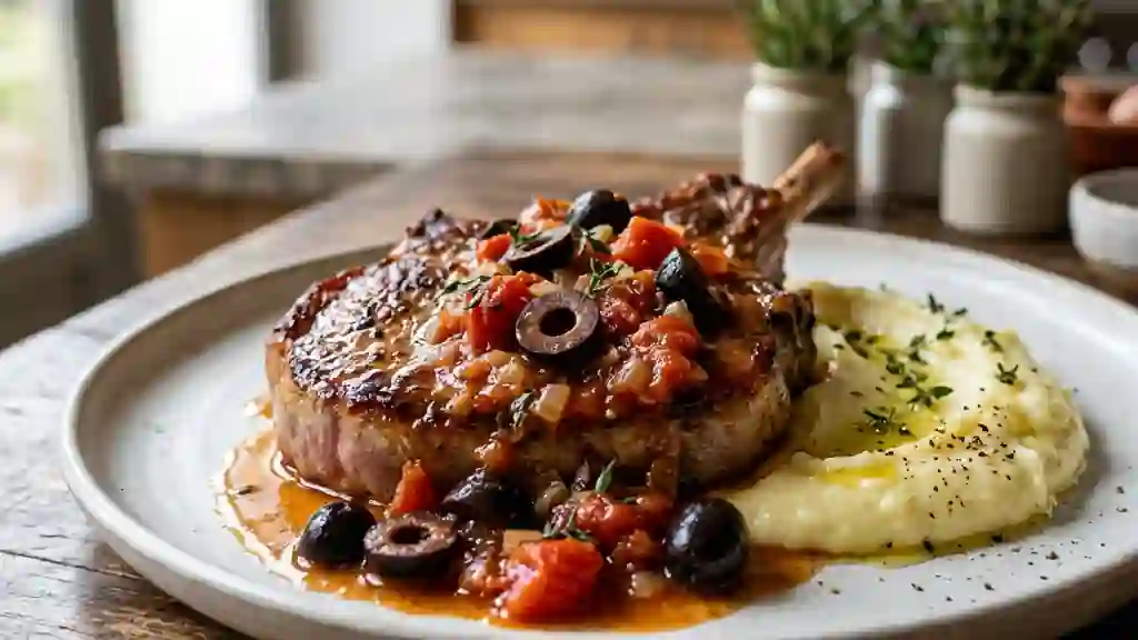 Côtes de veau fondantes aux olives et tomates - Photo de présentation