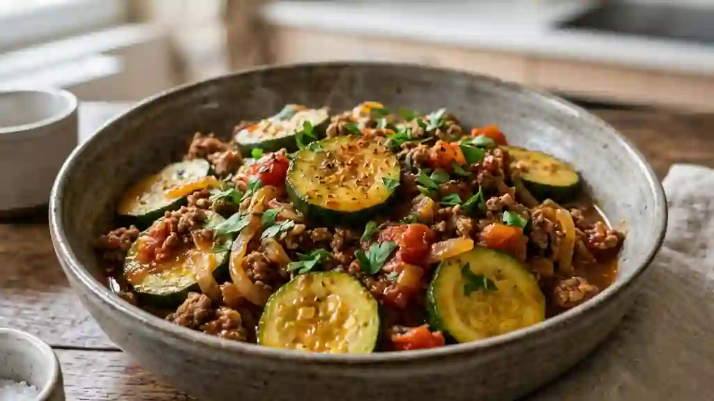 Courgettes à la grecque fondantes et bœuf épicé - Photo de présentation
