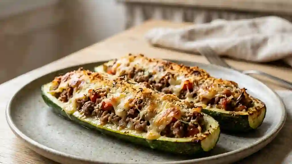 Courgettes farcies gratinées au bœuf - Photo de présentation