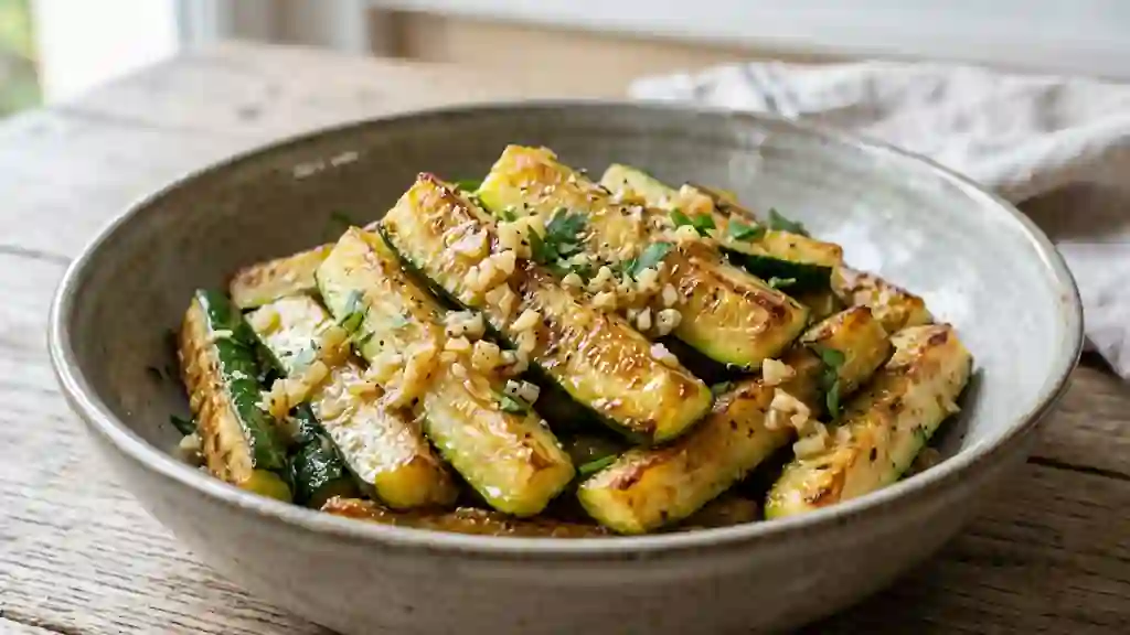 Courgettes dorées au beurre d'ail - Photo de présentation