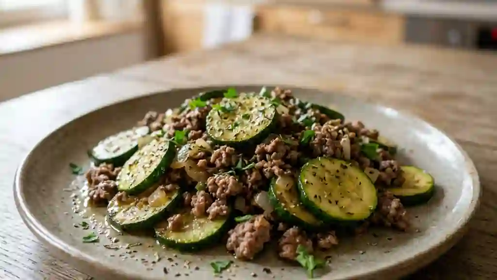 Poêlée fondante de courgettes au bœuf - Photo de présentation
