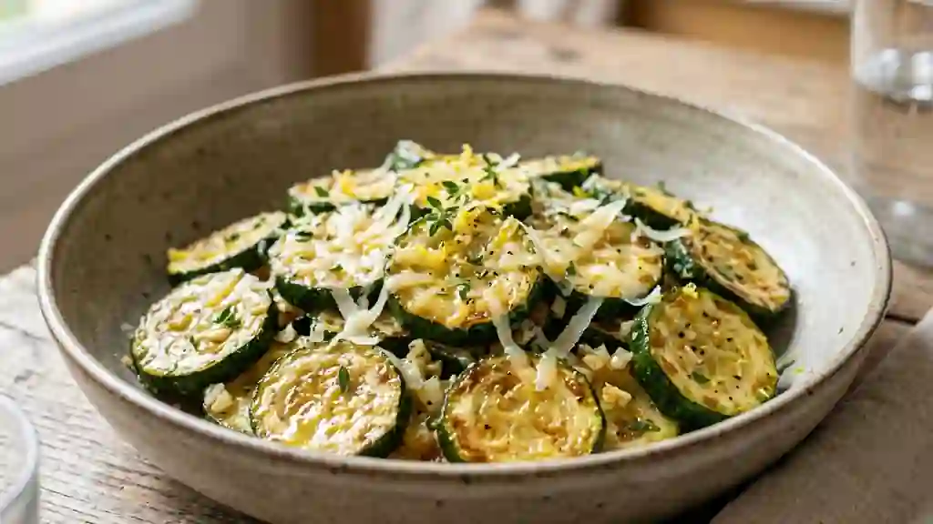Courgettes fondantes au parmesan et citron frais - Photo de présentation