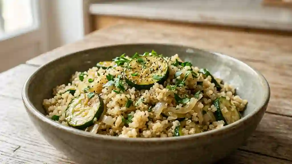 Poêlée de quinoa aux courgettes aillées - Photo de présentation
