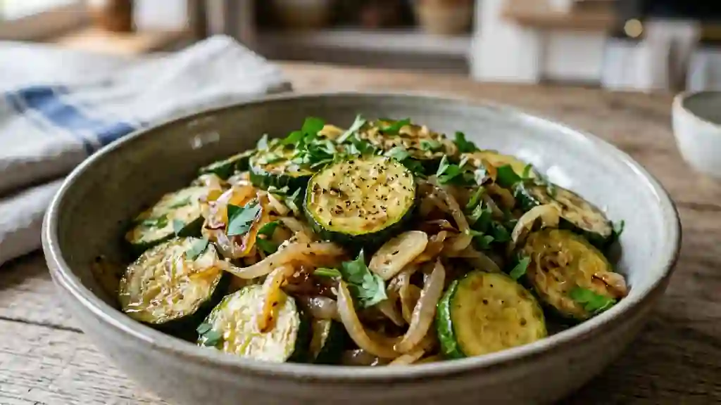 Courgettes fondantes aux oignons confits - Photo de présentation