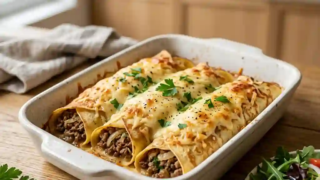 Crêpes Gratinées au Bœuf et Fromage Fondu - Photo de présentation