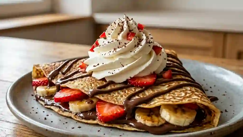 Crêpes Gourmandes Choco-Banane et Chantilly - Photo de présentation