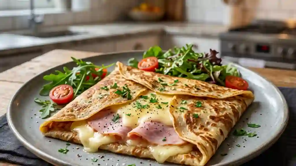 Crêpes jambon fromage au fromage filant - Photo de présentation