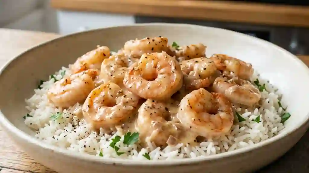 Crevettes crémées et flambées au whisky - Photo de présentation