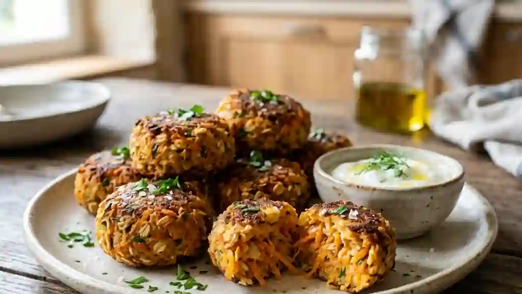 Croquettes d'avoine au fromage et carottes - Photo de présentation