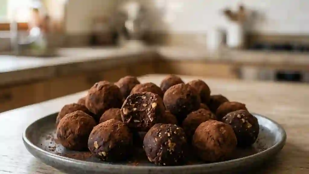 Bouchées fondantes chocolat et noix - Photo de présentation