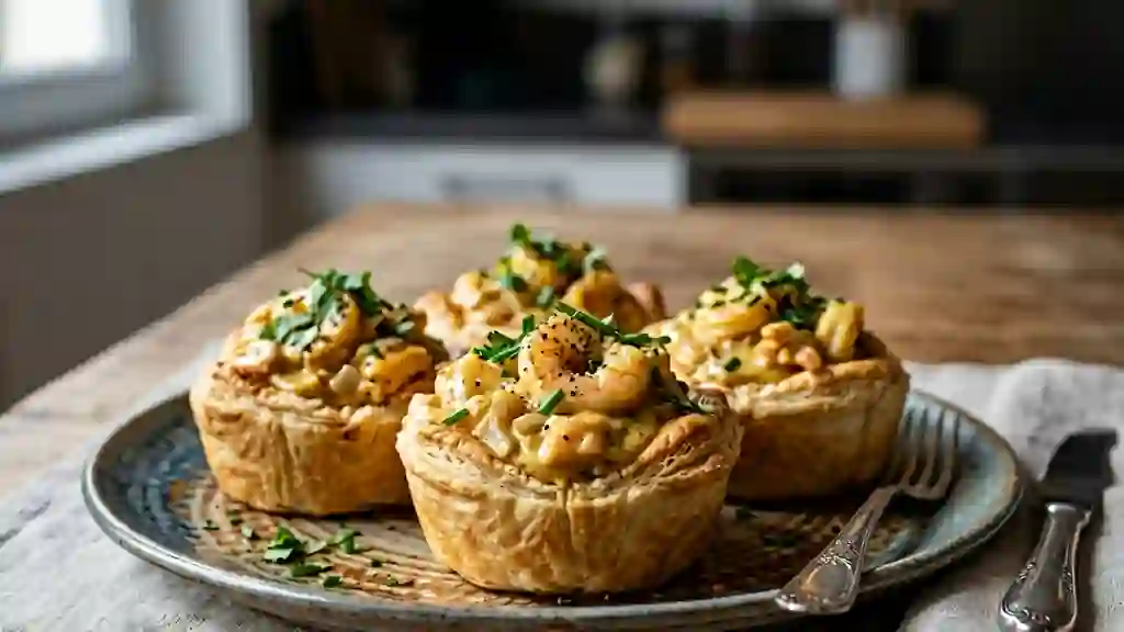 Croustades dorées crevettes et curry - Photo de présentation