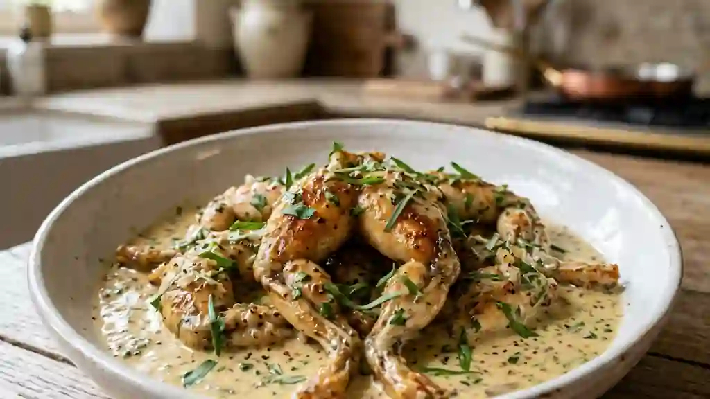 Cuisses de grenouille crème moutarde et estragon - Photo de présentation