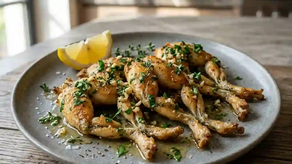 Cuisses de grenouilles croustillantes à l'ail - Photo de présentation