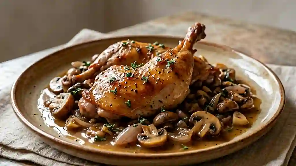 Cuisses de lapin braisées aux champignons - Photo de présentation