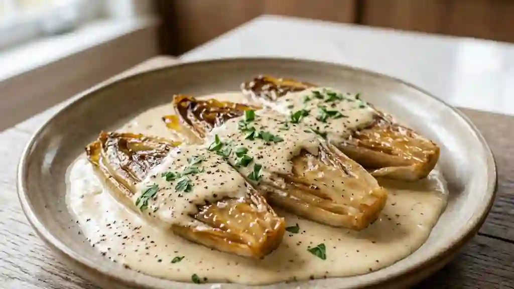 Endives fondantes à la crème et muscade - Photo de présentation