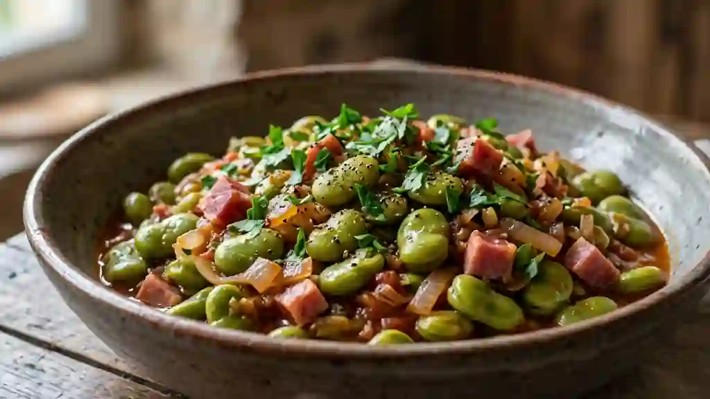 Fèves catalanes fondantes au jambon serrano - Photo de présentation