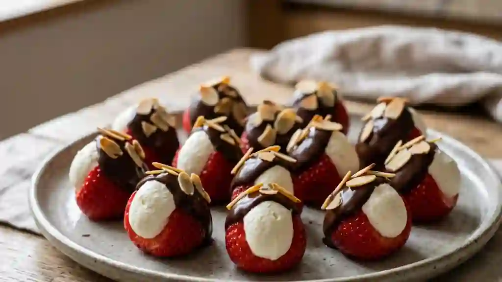 Fraises croquantes au chocolat et chantilly - Photo de présentation