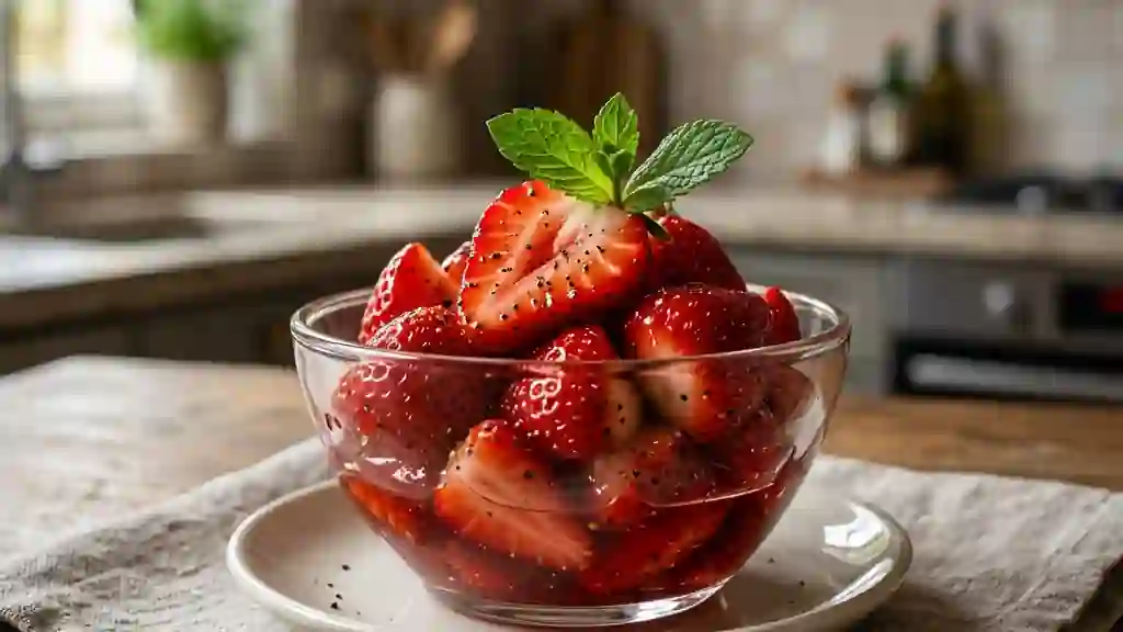 Fraises Acidulées au Poivre Noir et Menthe - Photo de présentation