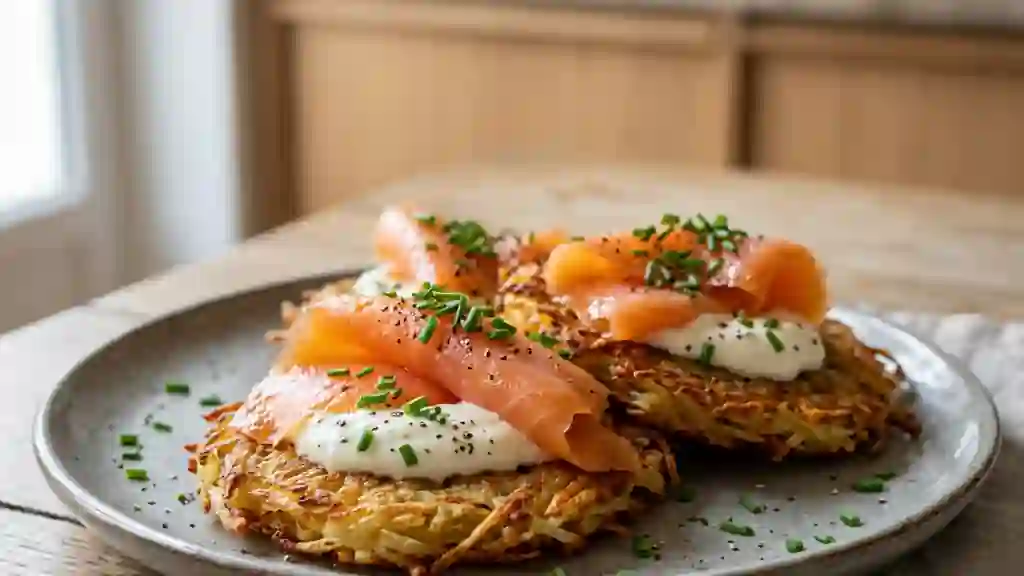 Galettes de pommes de terre au saumon fondant - Photo de présentation