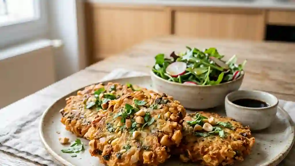 Galettes de tofu croustillantes aux cacahuètes - Photo de présentation